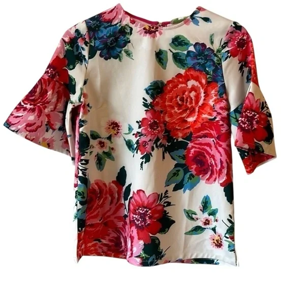 Jade Women's Top - Red and Cream Floral NWT Size XS - Picture 5 of 10